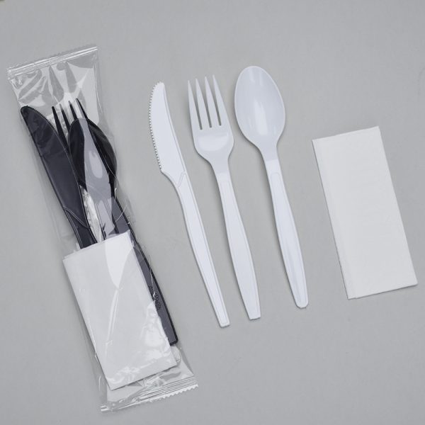 Colored PS-spoon, 7 inch forks, and knives