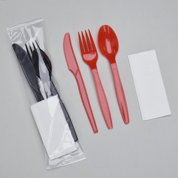 Colored PS-spoon, 7 inch forks, and knives