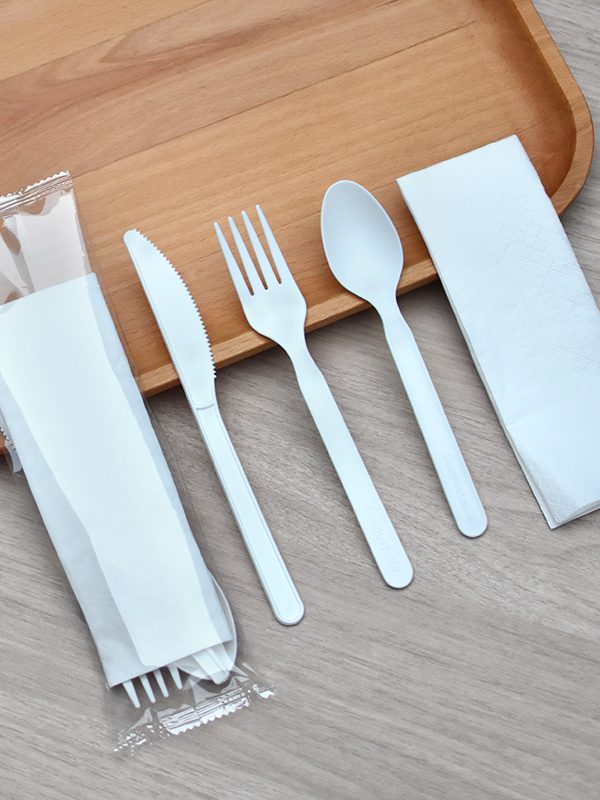 CPLA 7-inch knife, fork, and spoon