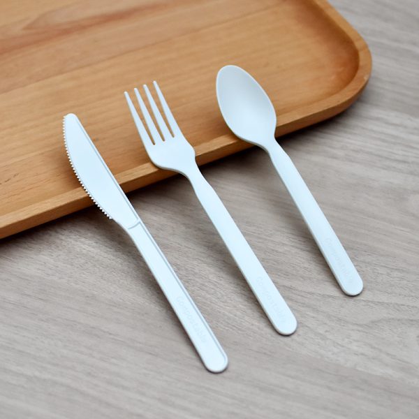 CPLA 7-inch knife, fork, and spoon