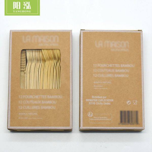 Disposable bamboo cutlery set, eco friendly bamboo fork knife spoon