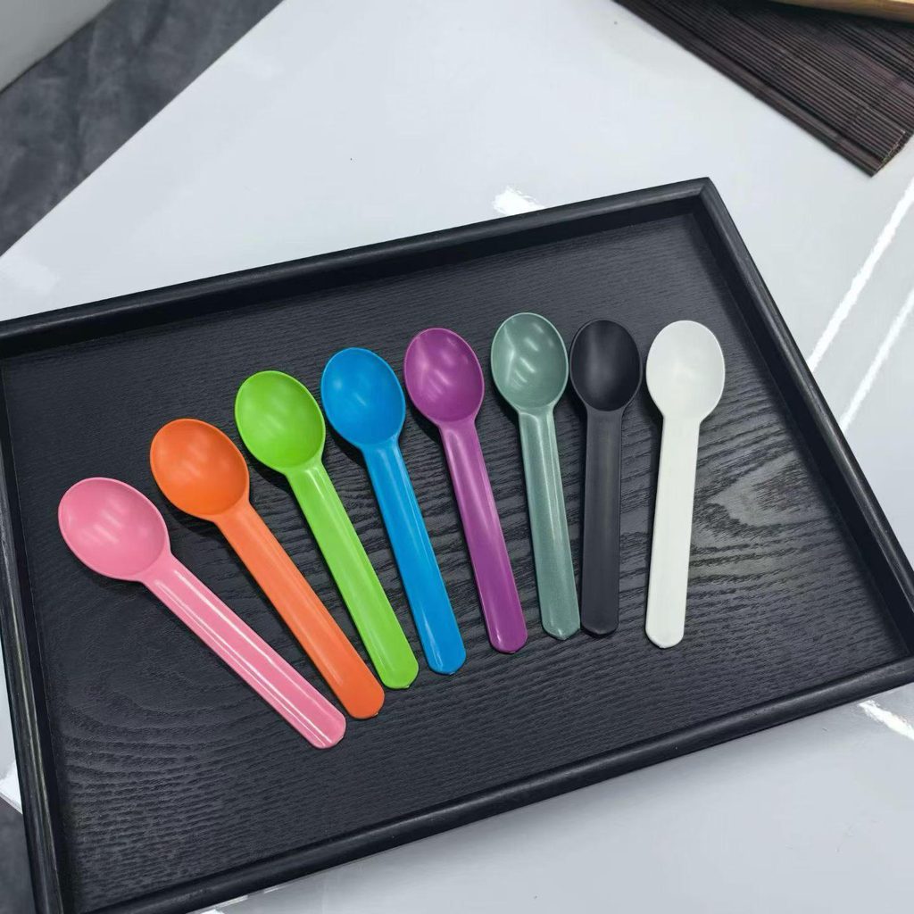 These bright round-head dessert spoons come in many popular colours. The spoon bowl is smooth and compact, strong enough for ice cream, mousse and pudding. Great for matching your dessert packaging and social media shots.